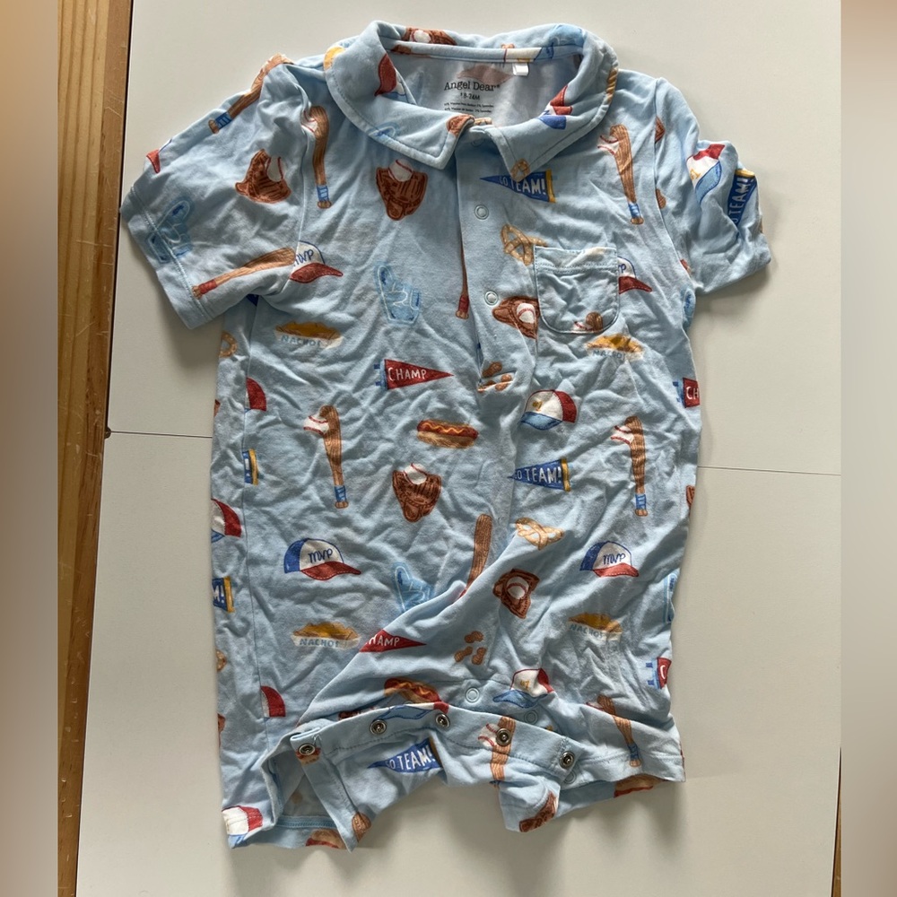Angel Dear Collard One Piece Baseball Print 18-24 months